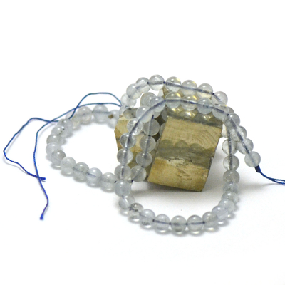 fil de 39 cm perles de l'aigue marine "ronde 6 mm", pierre naturelle