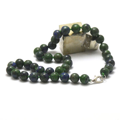 ronde 10 mm 1 collier en pierre naturelle d'azurite-malachite