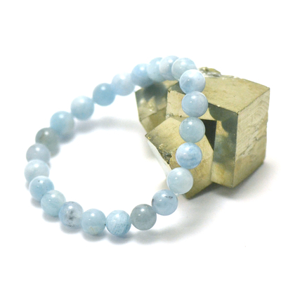 ronde 8 mm 1 bracelet en pierre naturelle d'aigue marine