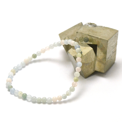ronde 4 mm bracelet en pierre naturelle de béryl morganite