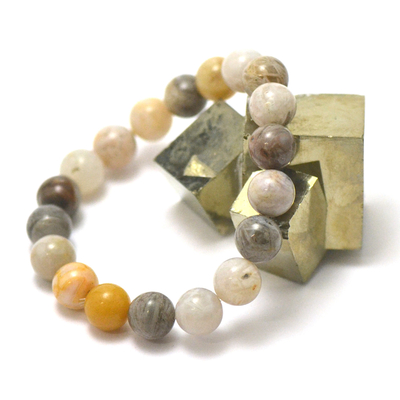 ronde 10 mm 1 bracelet en pierre naturelle d'agate bambou