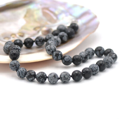 ronde 10 mm 1  collier en pierre naturelle d'obsidienne neige