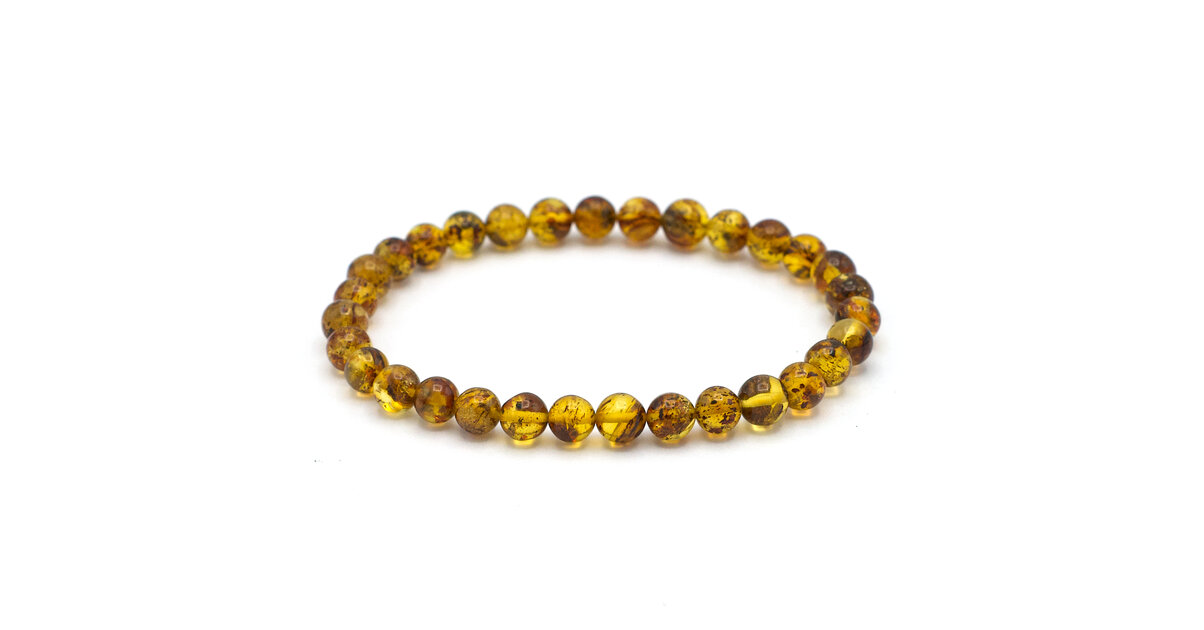 Bracelet En Ambre Baltique Naturel - Perles Rondes Jaune Citron - Taille élastique 10mm