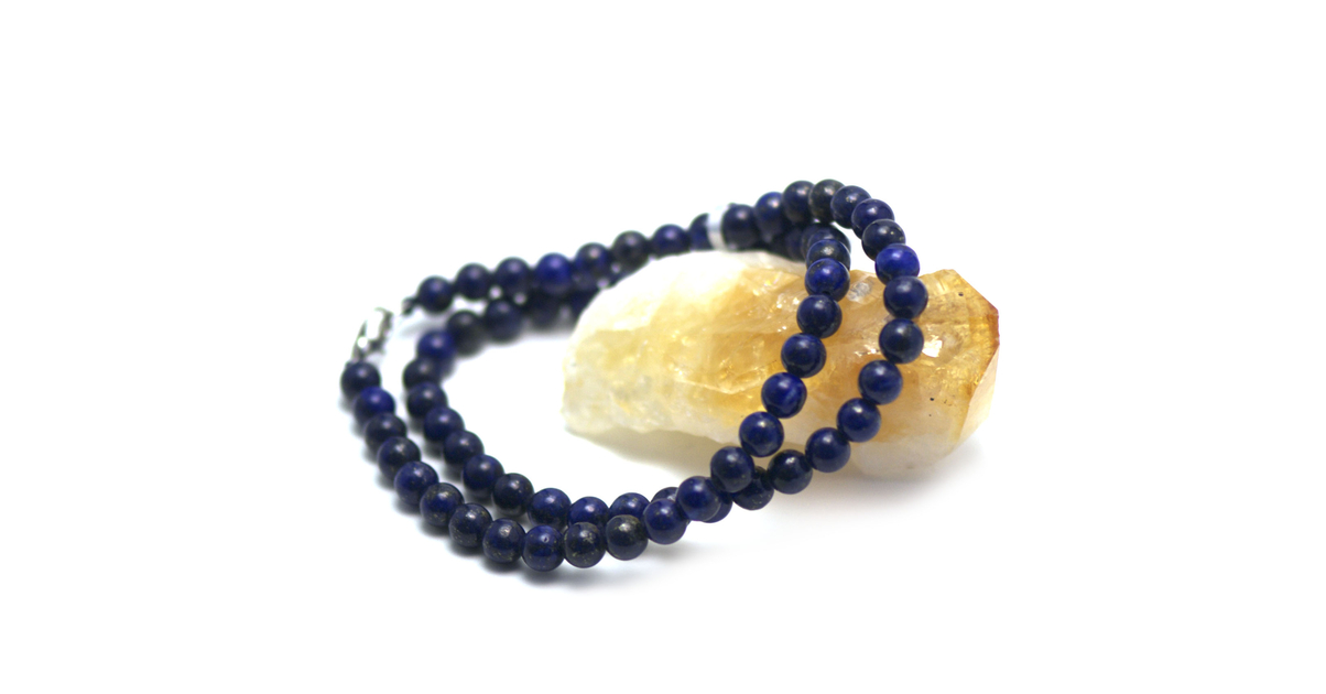 Collier lapis lazuli (13mm) et croix grecque - qualité