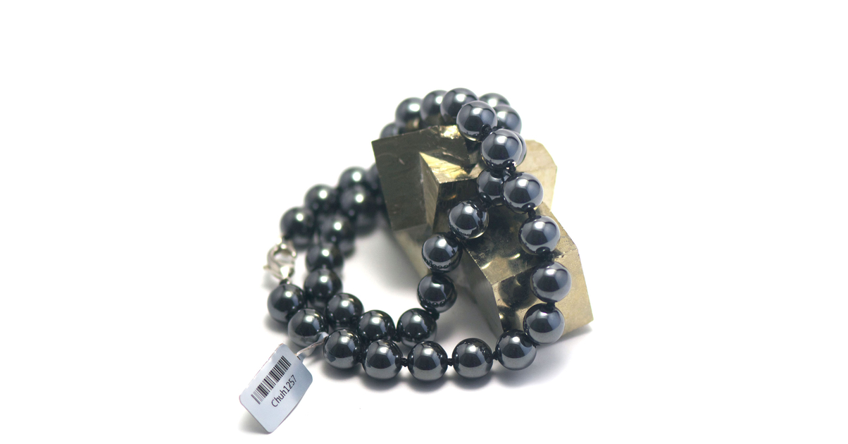 Collier Hématite 8mm 45 cm ajustable