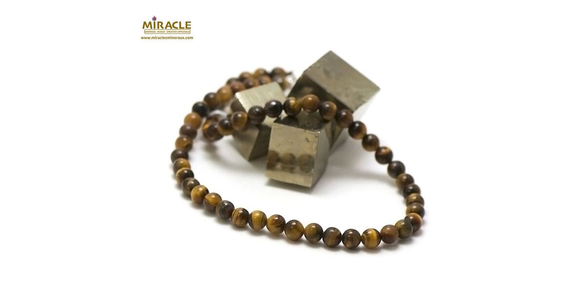 Collier De Perles En Oeil De Faucon - 42 Cm, Pierre Naturelle, Neuf Sans Emballage