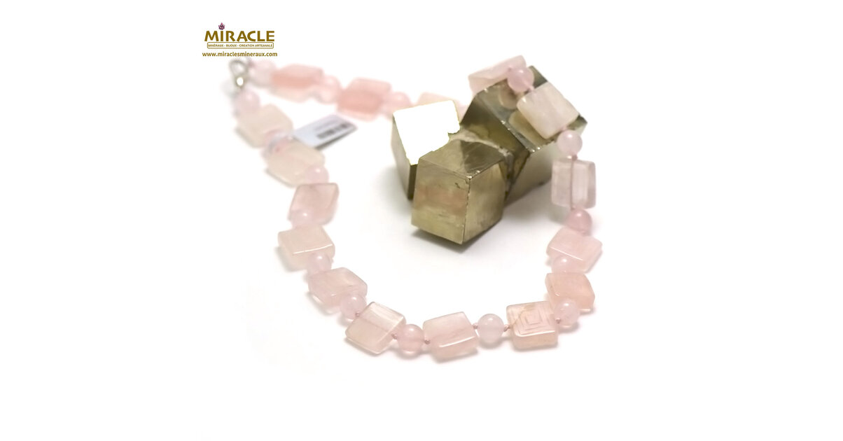 Collier Baroque En Quartz Rose - Longueur 50 Cm - Pierre Semi-précieuse - Neuf Sans Emballage