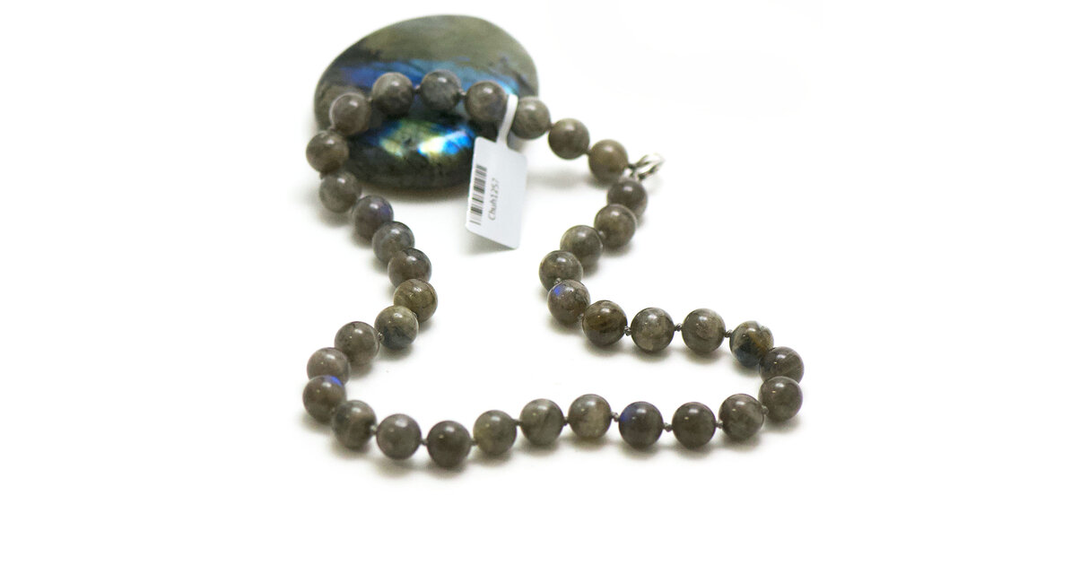 Collier Femme Perles Labradorite Bleue Flashy 2 Mm - Labradorite Naturelle Plaqué Argent 18 Pouces