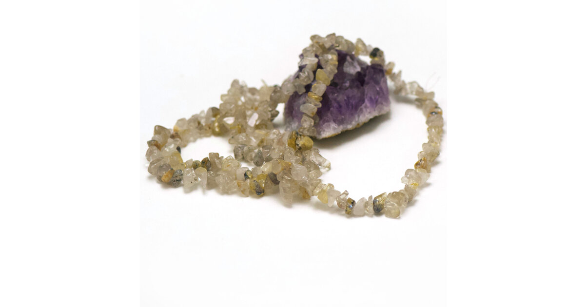 Lot De 100 Perles Chips En Quartz Rutile Doré - Environ 39cm De Fil - Pour Création Bijoux DIY - Homemade
