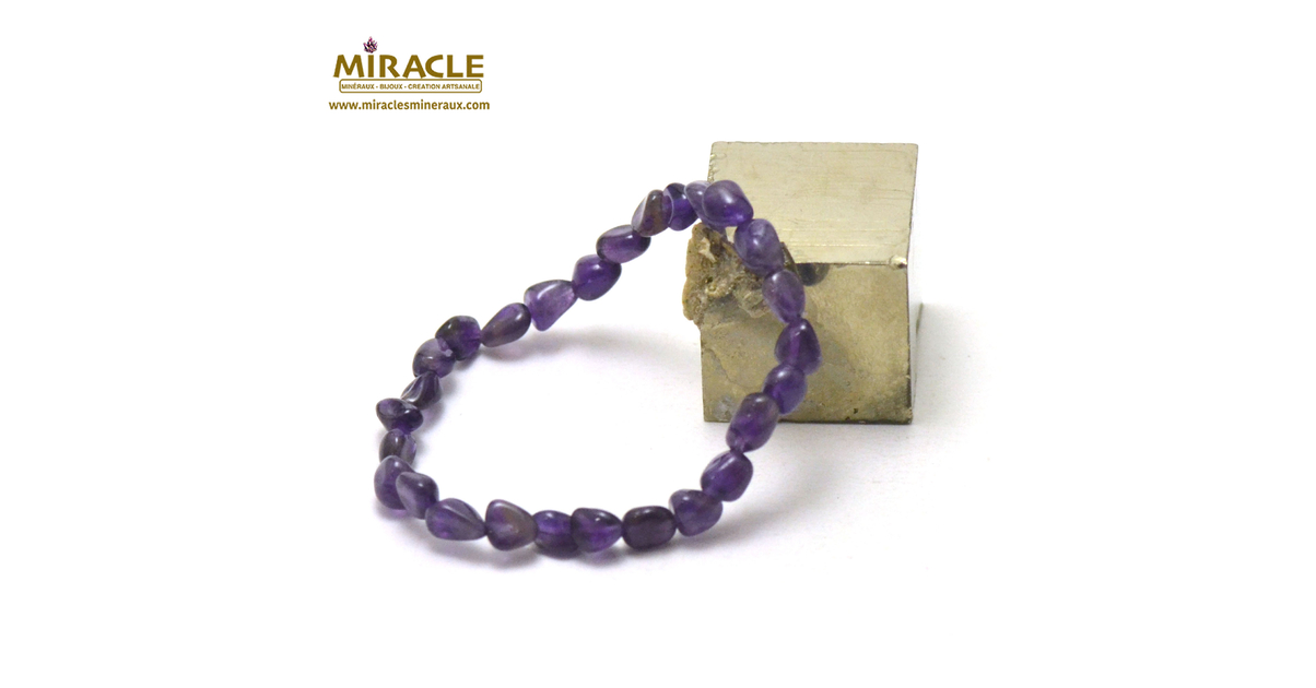 Bracelet en Améthyste mate / Pierre Naturelle