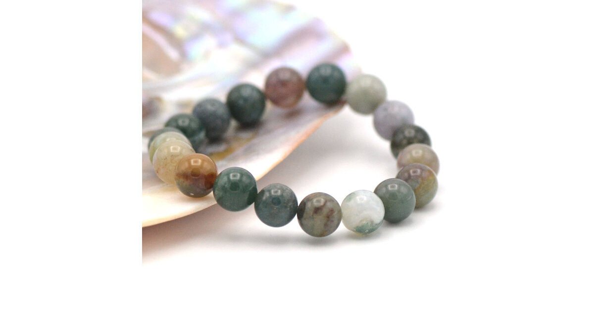 Bracelet En Agate Naturelle Indienne - Perles 10mm Et 8mm, Vert, Style Gourmette