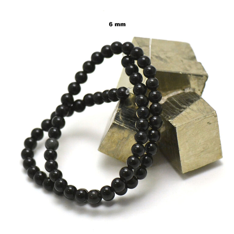 Fil De 61 Perles En Obsidienne Noire Arc-en-ciel, 6mm, Longueur 39cm - Pour Création De Bijoux
