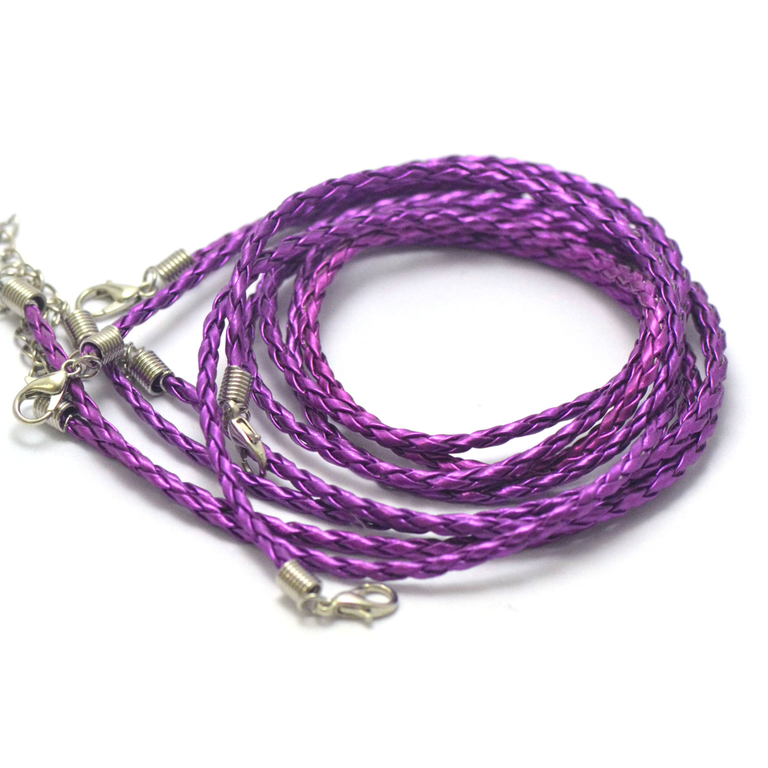 Porte clés élégant en cuir tressé - Violet et blanc