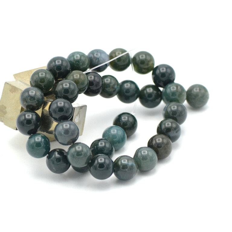 Perles Rondes En Agate Mousse Verte Naturelle - 4, 6, 8, 10 Mm - À Facettes - Pour Bijoux