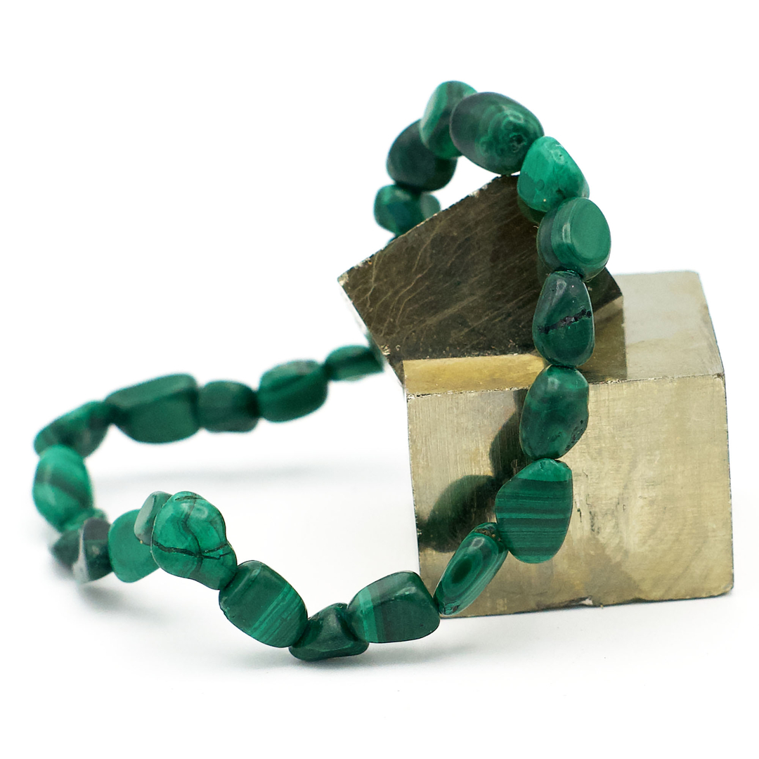 Bracelet Perles Malachite Verte Et Acier Inoxydable - Taille Ajustable - Pierre Naturelle - Cadeau Femme/homme - Bijou Bohème - 3