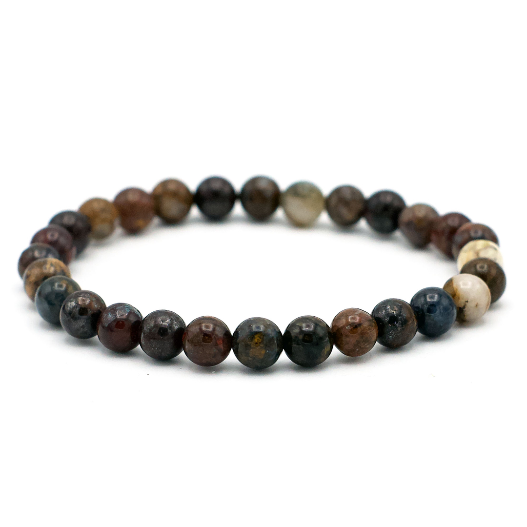 Miracles Minéraux Armband, runde Perlen, 6 mm, Naturstein, französische
