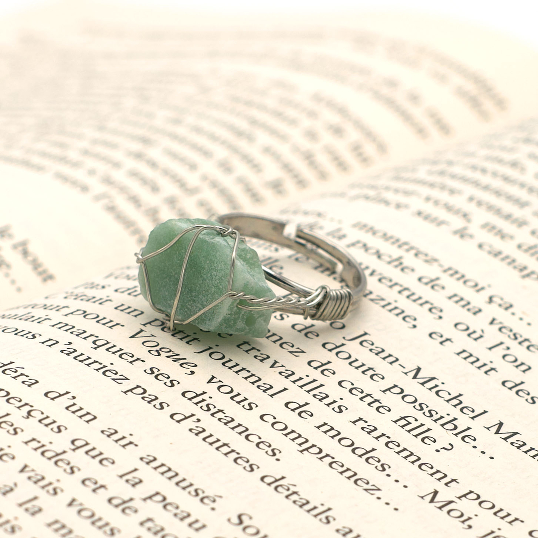bague pierre minéraux brut, aventurine verte Bague/Pierre
