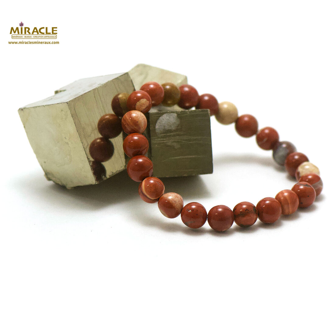 Bracelet Chakra En Jaspe Rouge Poli 8mm - Pierre Naturelle, Neuf Avec étiquettes