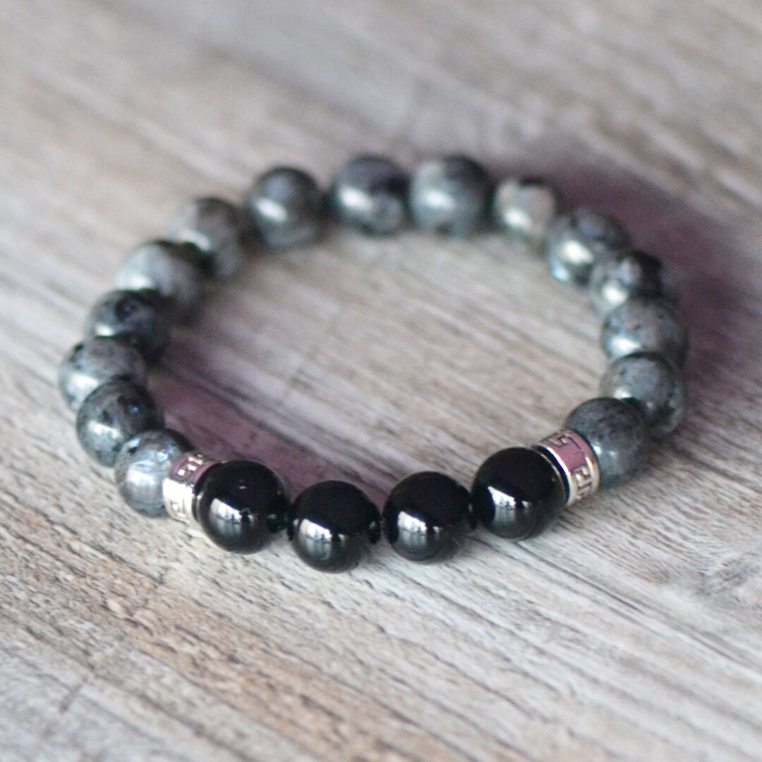 Bracelet Onyx/Agate De 8mm - Énergie Naturelle Pour Équilibre, Longueur 18