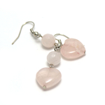 F coeur-ronde facettée boucles d'oreile en pierre naturelle de  quartz rose
