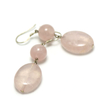 F ovale-ronde 2 boucles d'oreile quartz rose
