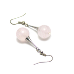 Apprêt ronde facettée-lustre boucle d'oreille en pierre naturelle de quartz rose