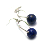 support cage perle ronde 12 mm  boucle d'oreille pierre naturelle lapis lazuli