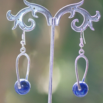 support cage perle ronde 12 mm 1  boucle doreille pierre naturelle lapis lazuli