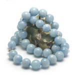 perle ronde 15 mm opaque collier en pierre naturelle d'aigue marine