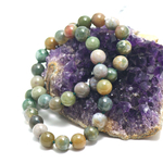 perle ronde 10 mm collier pierre naturelle agate mousse