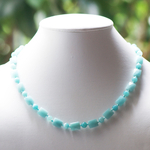 f %22rectangle facettée-ronde 6 mm%22 1 collier pierre naturelle damazonite