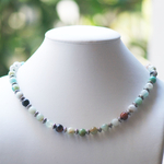 A  ronde 8 mm 1 collier pierre naturelle damazonite brut