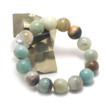 Perle ronde 14 mm bracelet en pierre naturelle d'amazonite brut