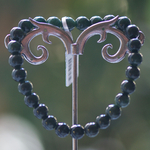 ronde 8 mm très foncé 1 bracelet pierre naturelle de jade