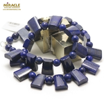 F trapèze horizontale collier en pierre naturelle de lapis lazuli