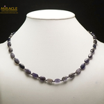 A palet oval perle argenté collier en pierre naturelle de iolite