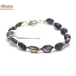 A palet oval perle argenté bracelet en pierre naturelle de iolite