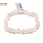 F cube diagonal 1 bracelet pierre naturelle quartz rose