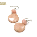 m palet rond ondulé-rondelle boucle d'oreille en pierre naturelle d'opale rose des andes