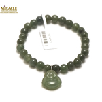 pendentif boudha 10 mm vert foncé 1 bracelet pierre naturelle de jade