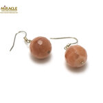 ronde facettée 14 mm boucle d'oreille en pierre naturelle de pierre de lune