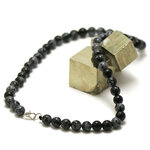 ronde 8 mm 1 collier en pierre naturelle d'obsidienne neige