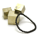 ronde 4 mm 1 bracelet en pierre naturelle d'obsidienne noir