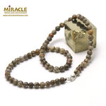 ronde 6 mm 1 collier en pierre naturelle d'agate fossile ou turitelle