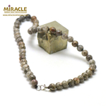 ronde 8 mm 1 collier en pierre naturelle d'agate fossile ou turitelle
