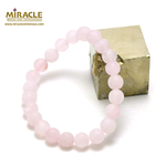 ronde 8 mm 1 bracelet en pierre naturelle de quartz rose givré mat