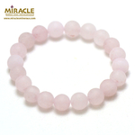 ronde 10 mm 1 bracelet en pierre naturelle de quartz rose givré mat