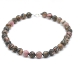 ronde 12 mm collier en pierre naturelle de rodhonite