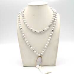 Collier Pendentif Pyrite - Pierre Ronde Donut 20mm - Monture Or Doré - Fait Main En France