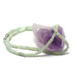 Collier Ancien En Jade Et Perles De Verre - Longueur 41-45 Cm - Occasion